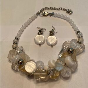 Elegant White and Silver Jewelry Set